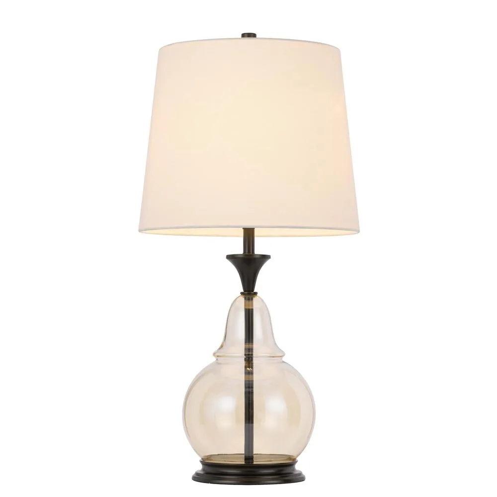 150W 3 Way Kittery Glass Table Lamp With Hardback Fabric Shade By Cal Lighting