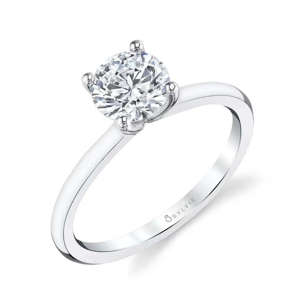 18K White Gold Solitaire Engagement Ring Setting