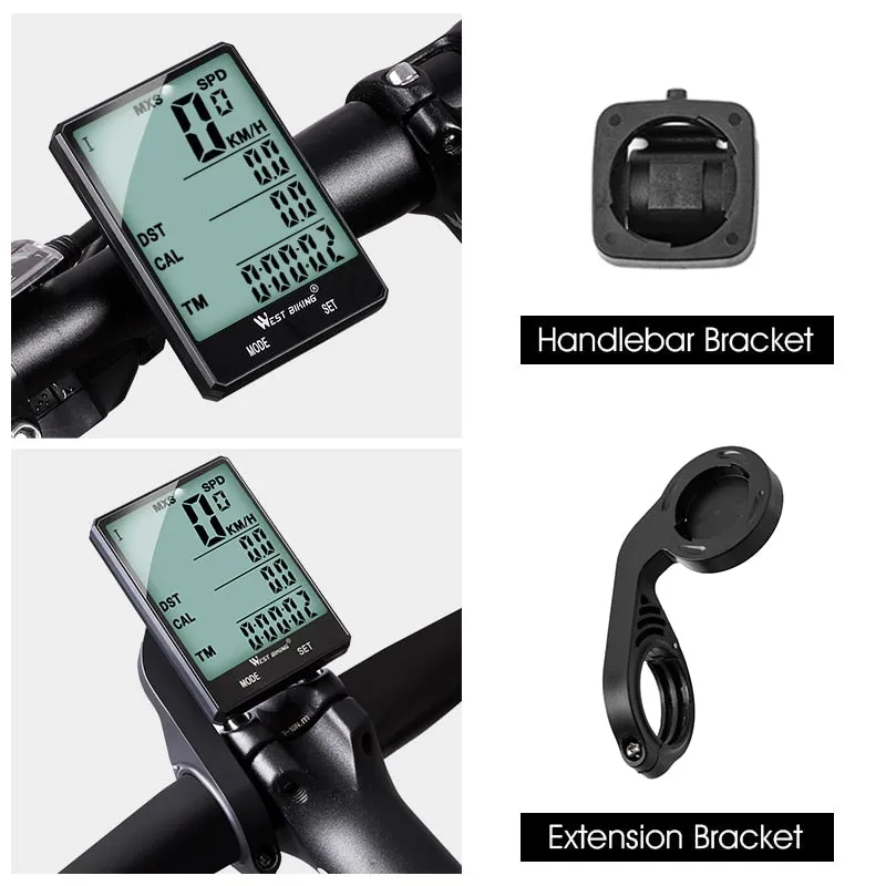 2.8" Large Screen Bicycle Computer Wireless Wired Bike Computer Waterproof Speedometer Odometer Cycling Stopwatch