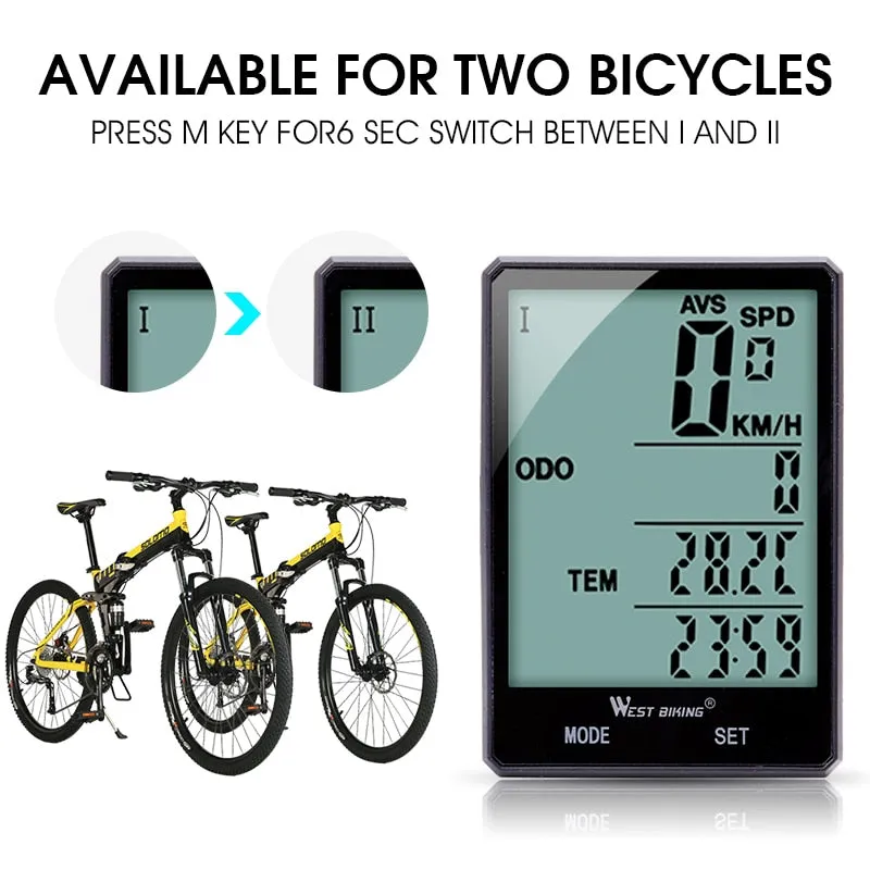 2.8" Large Screen Bicycle Computer Wireless Wired Bike Computer Waterproof Speedometer Odometer Cycling Stopwatch