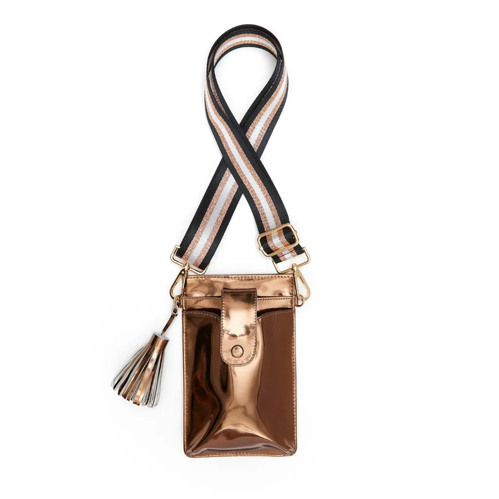 Agnes Phone Pouch - Bronze Patent Leather