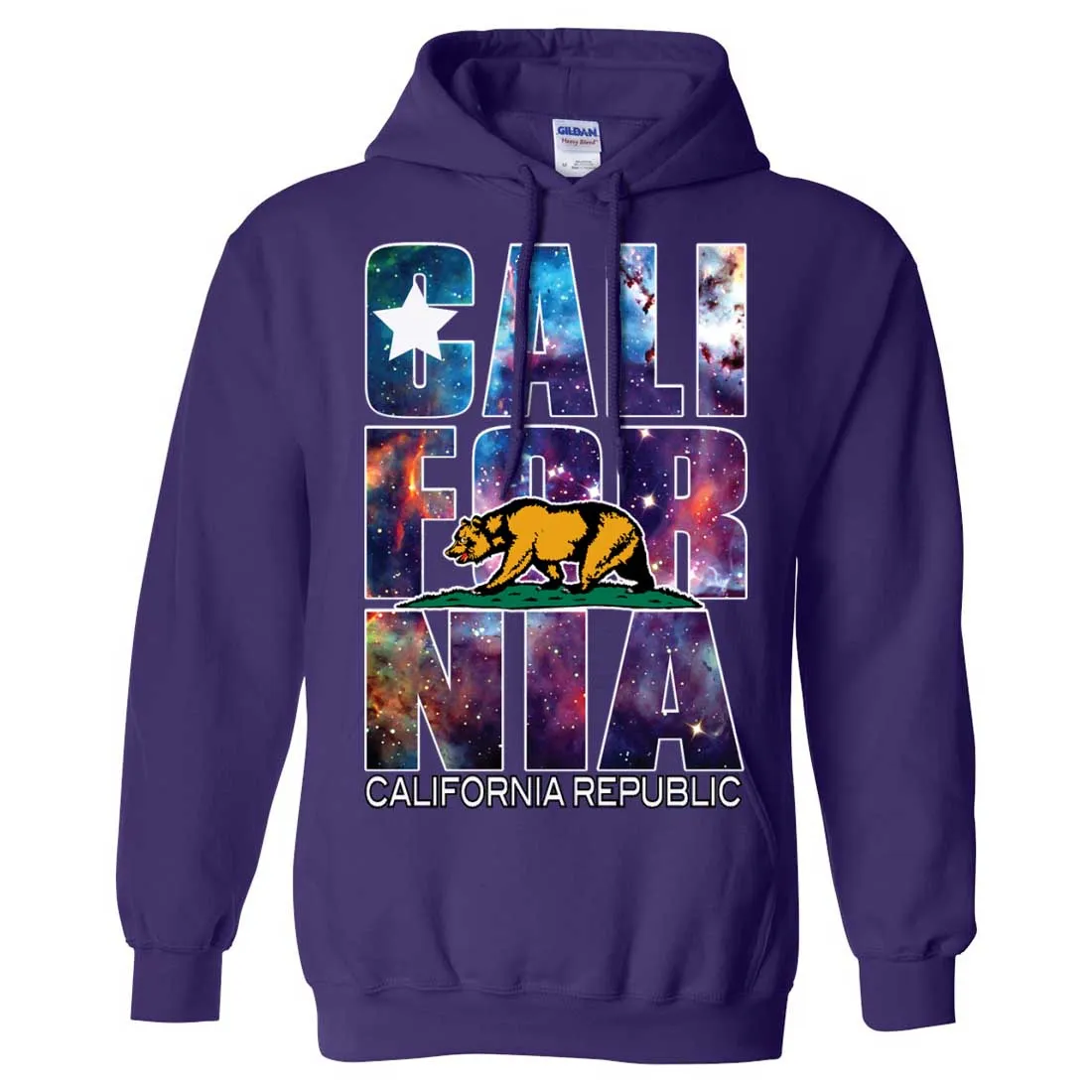 California Republic Cosmic State Flag Logo Design In Space Galaxy Sweatshirt Hoodie