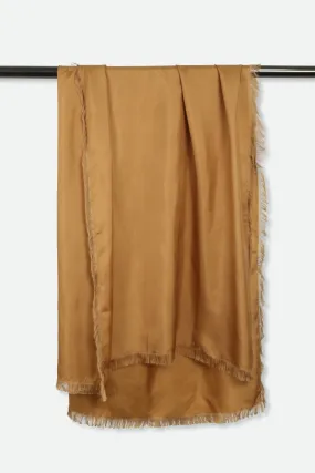 COPPER SILK TWILL FRINGED SCARF WRAP