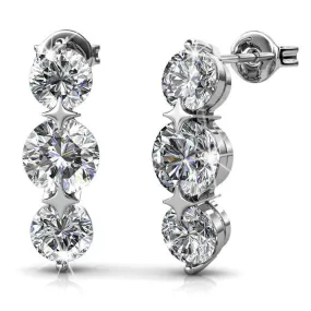 Ellie Light 18k White Gold Plated Stud Drop Earrings with Swarovski Crystals