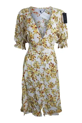 FAITHFULL THE BRAND Off White Goldie Floral Rafa Midi Dress (AU 8 | US 4 | UK 8)