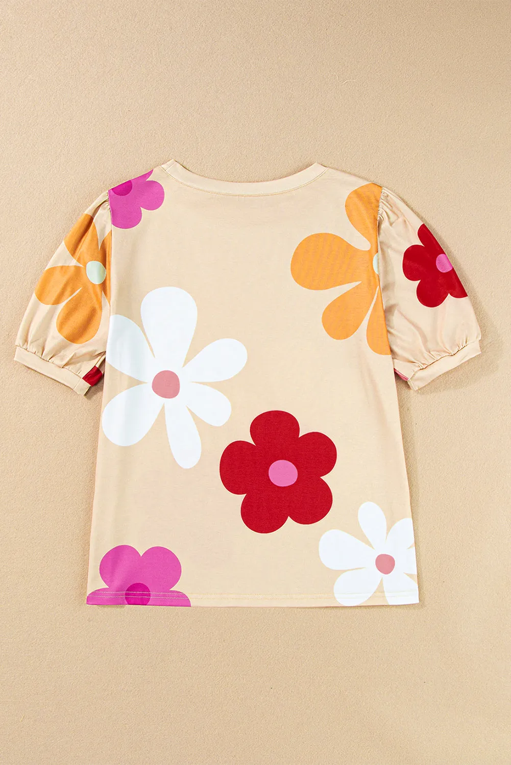 Flower Print Bubble Sleeve Tee