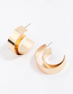 Gold Double Smooth Medium Hoop Earrings