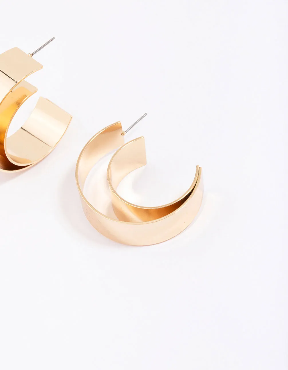 Gold Double Smooth Medium Hoop Earrings