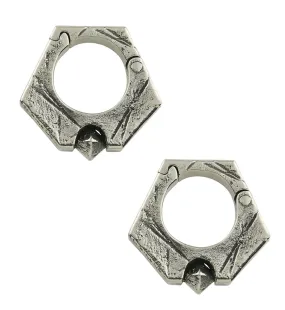 Graze Pentagon White Brass Hinged Ear Weights