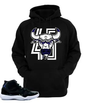 Hoodie to match Air Jordan 11 Space Jam sneakers-Bull 45 Black Hoodie