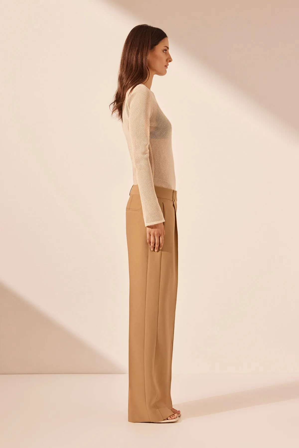 IRENA LOW RISE SLOUCH PANT - WHEAT