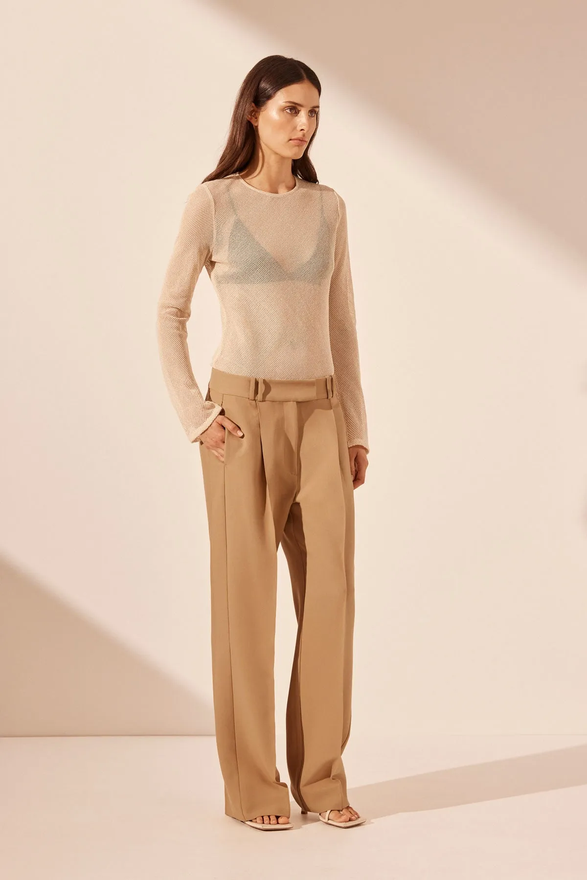 IRENA LOW RISE SLOUCH PANT - WHEAT