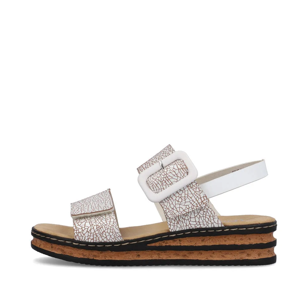 Ladies Rieker Sandal White Adjustable Strap Oversized Buckle 62950-80 sale