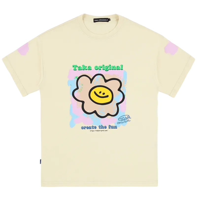 TAKA Original Fun Growing Daisy impressionist Earth Tone T-shirt